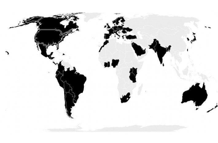 mapa uber paises